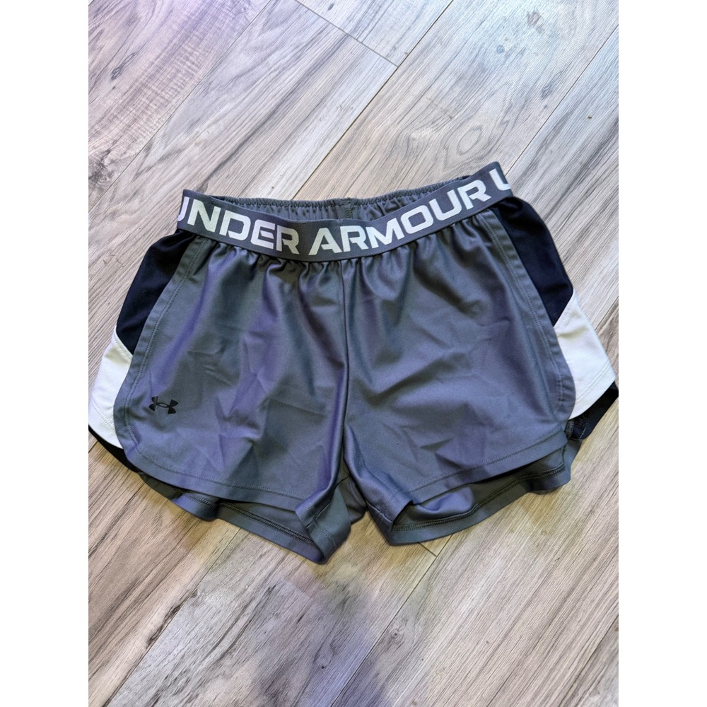 Under Armour Girls Gray Black White Athletic Running Shorts Size Small SM
